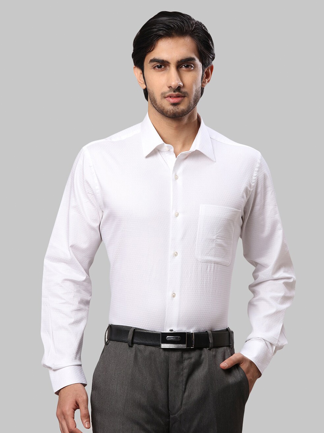 

Raymond Men Textured Cotton Formal Shirt, White