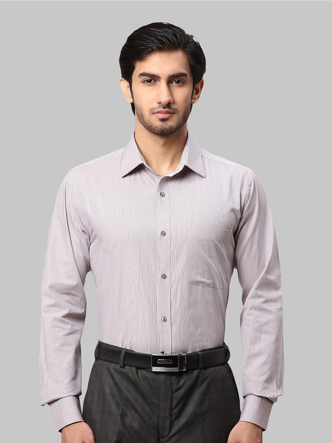 

Raymond Men Slim Fit Striped Cotton Formal Shirt, Grey