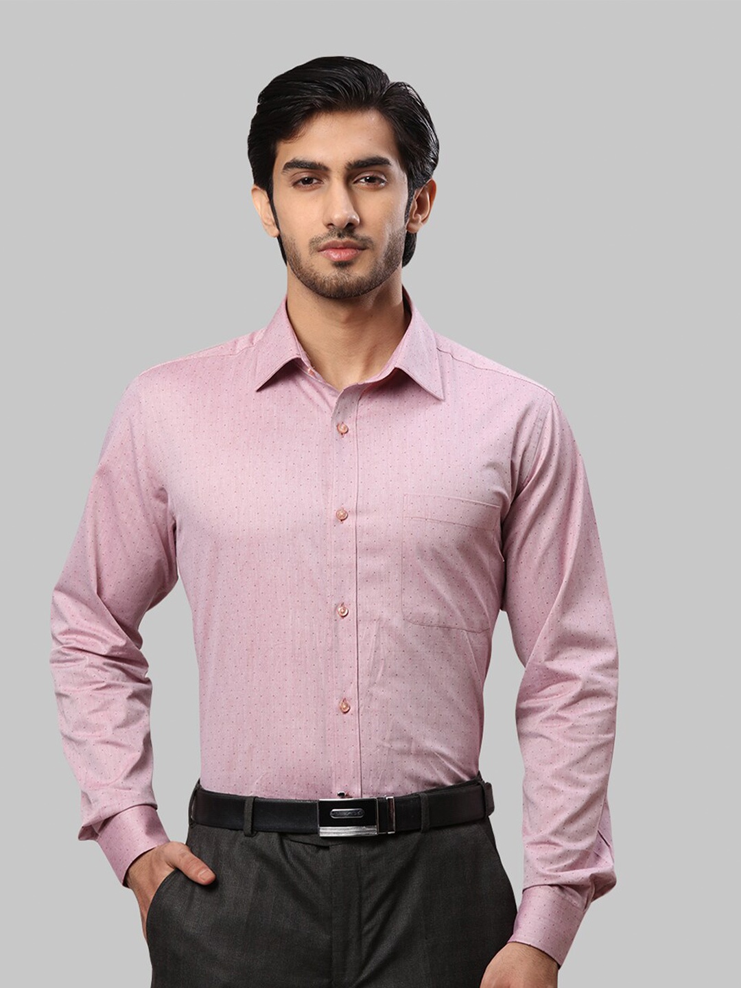 

Raymond Men Slim Fit Printed Cotton Formal Shirt, Pink
