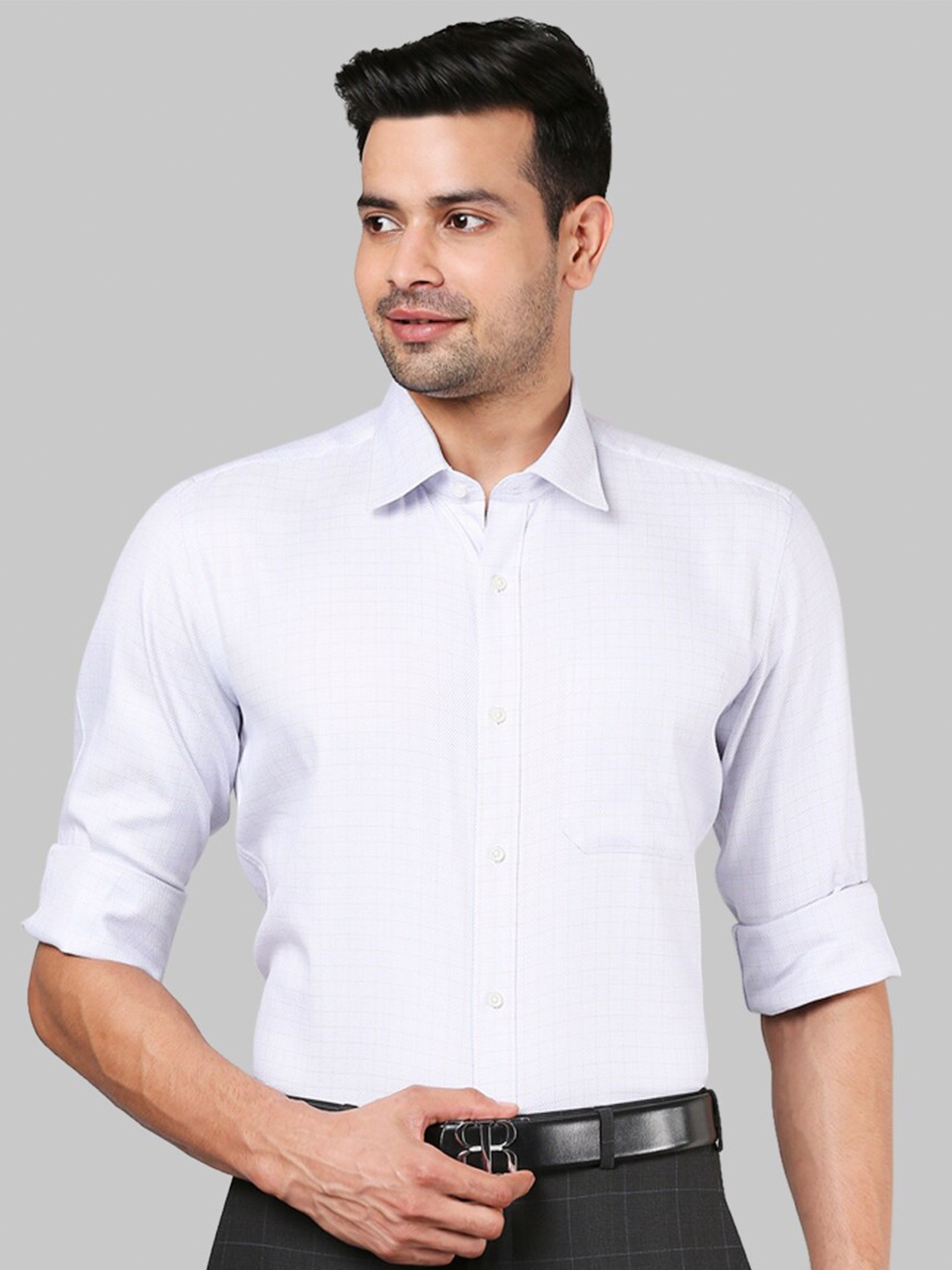 

Raymond Men Checked Cotton Formal Shirts, Blue