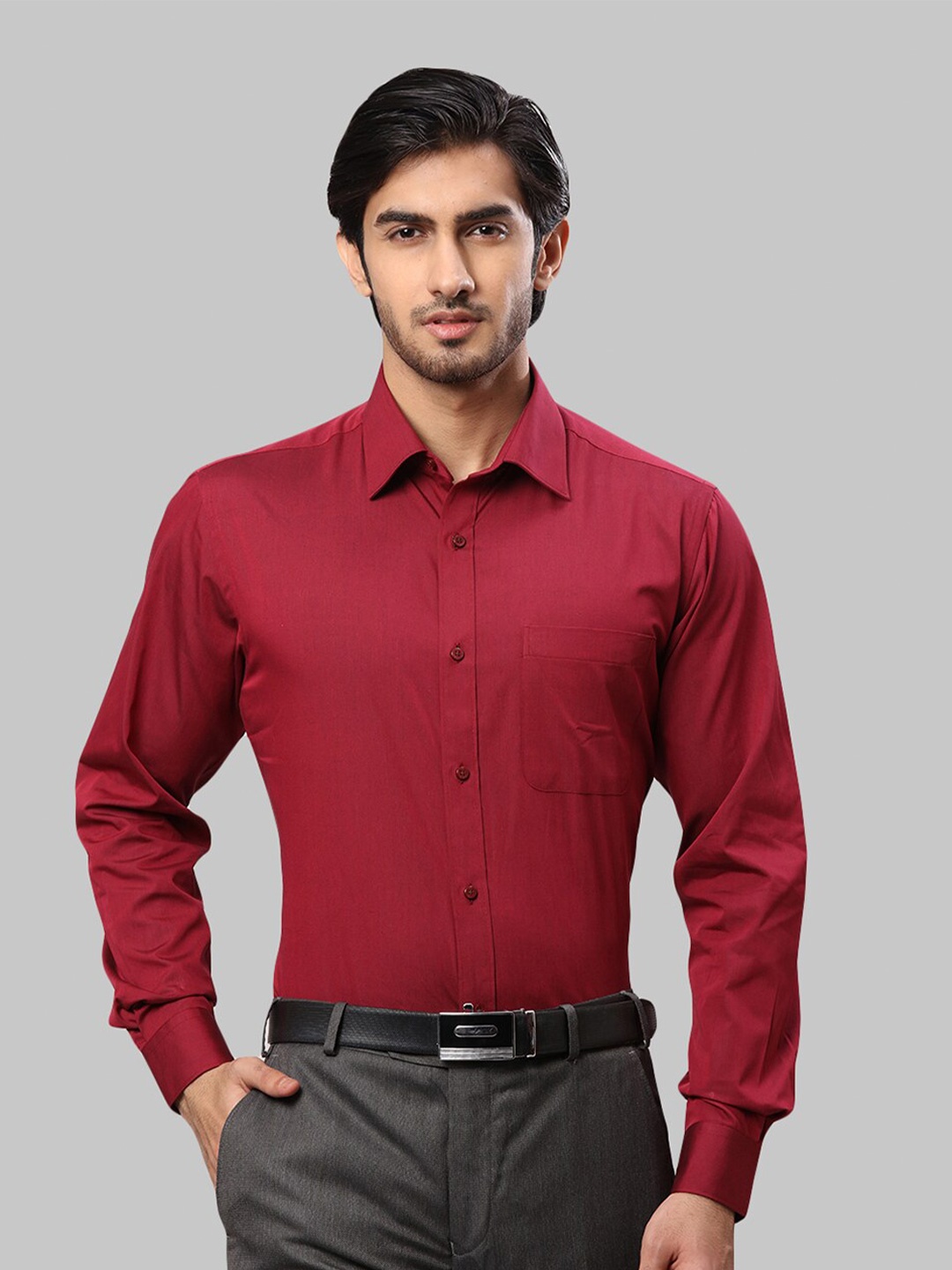 

Raymond Men Slim Fit Cotton Formal Shirt, Maroon