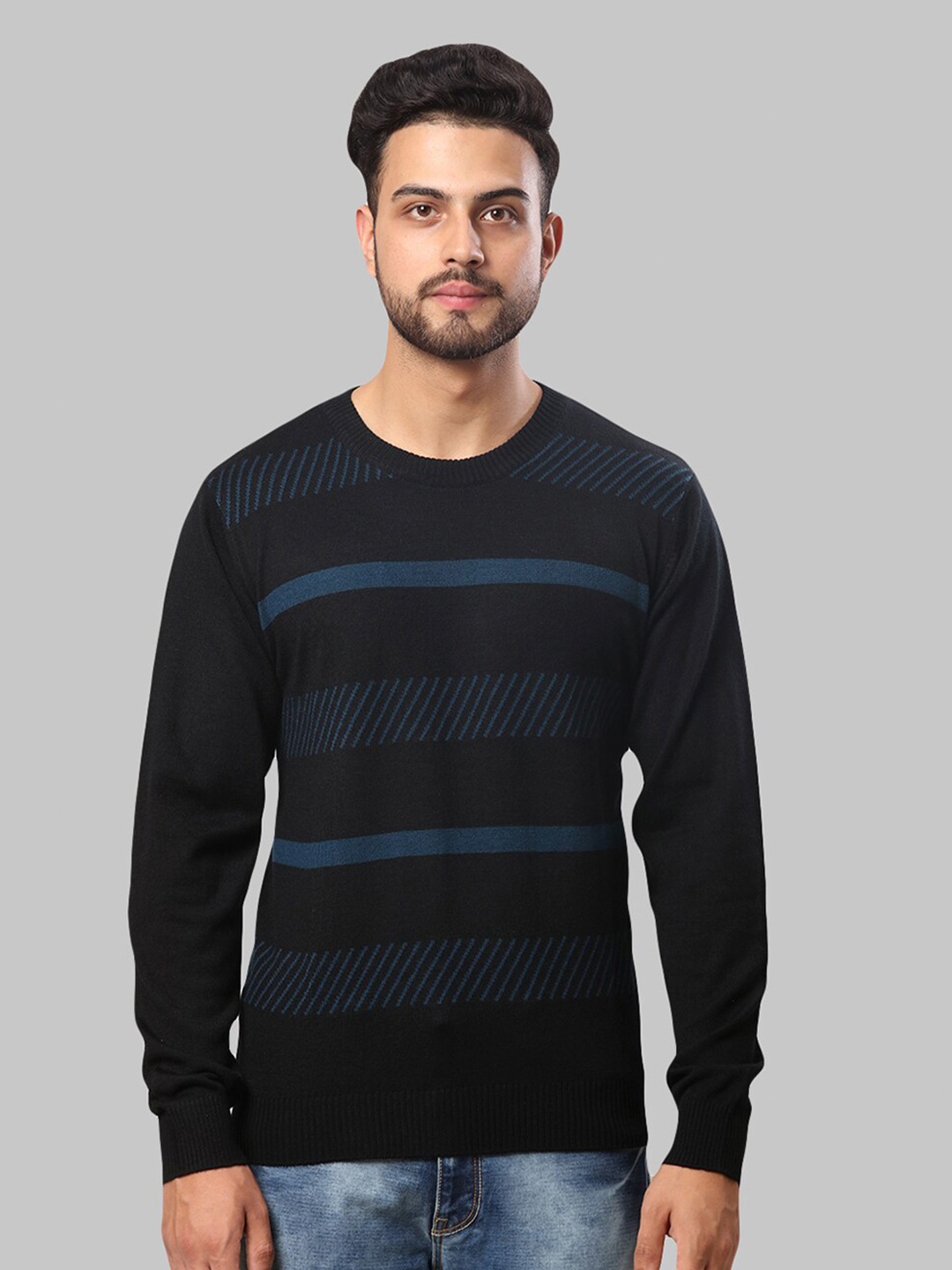 

Raymond Men Striped Pullover Sweater, Black