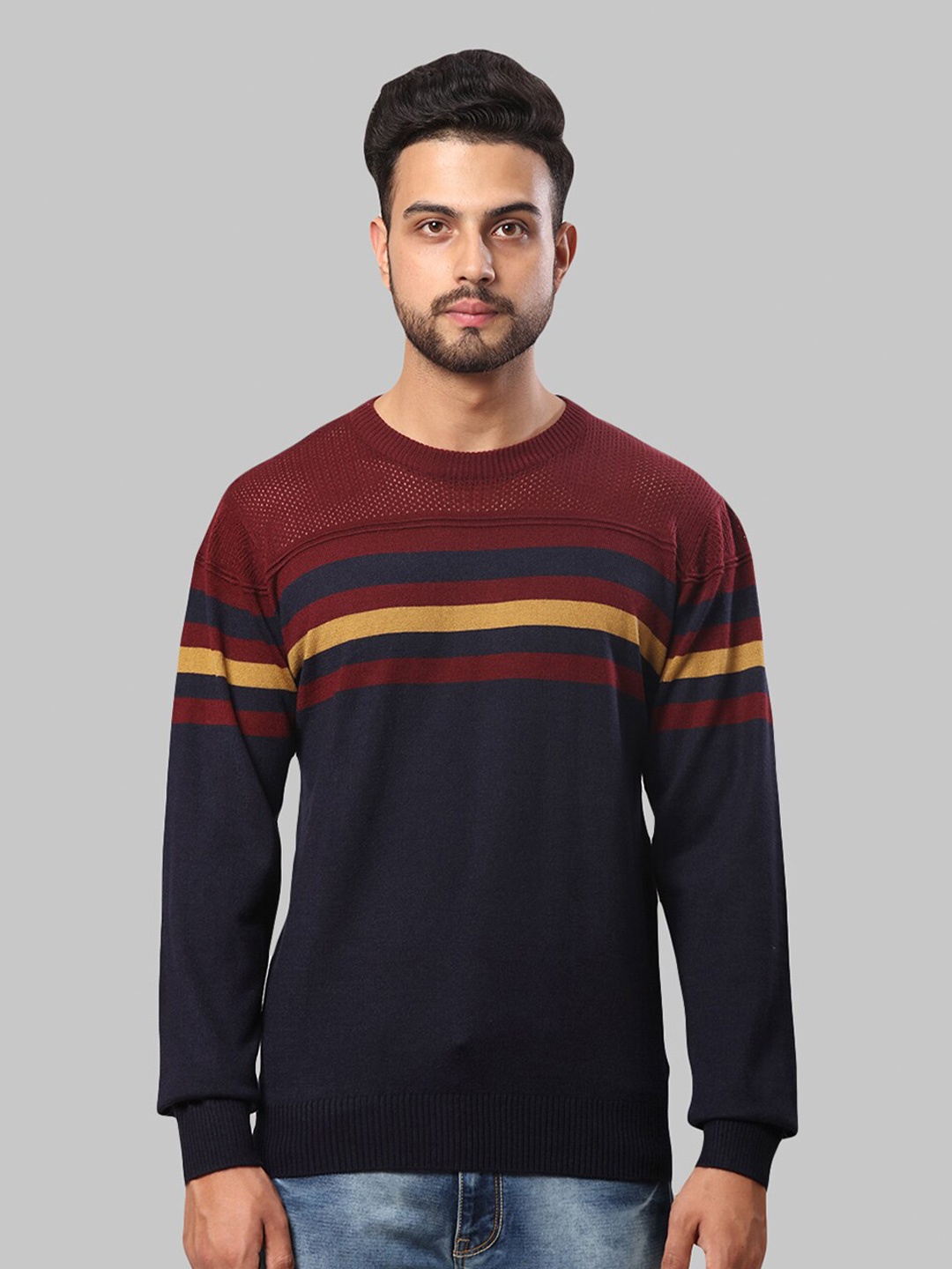 

Raymond Men Striped Pullover Sweater, Navy blue