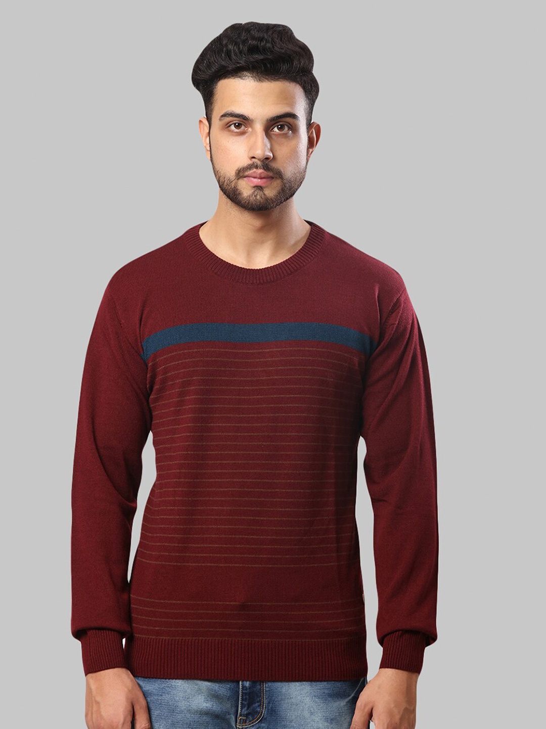 

Raymond Men Striped Pullover Sweater, Maroon