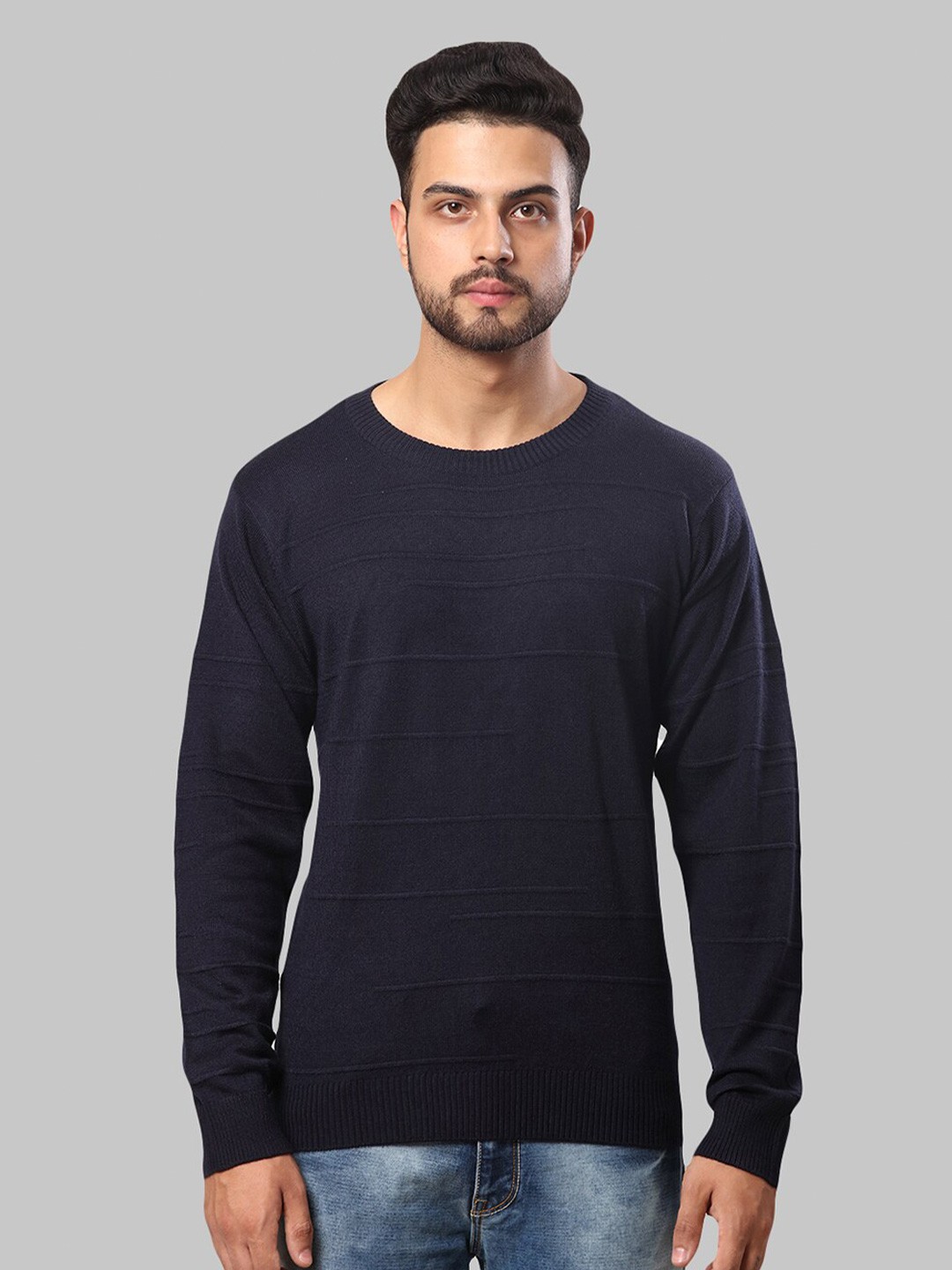 

Raymond Men Striped Pullover Sweater, Navy blue