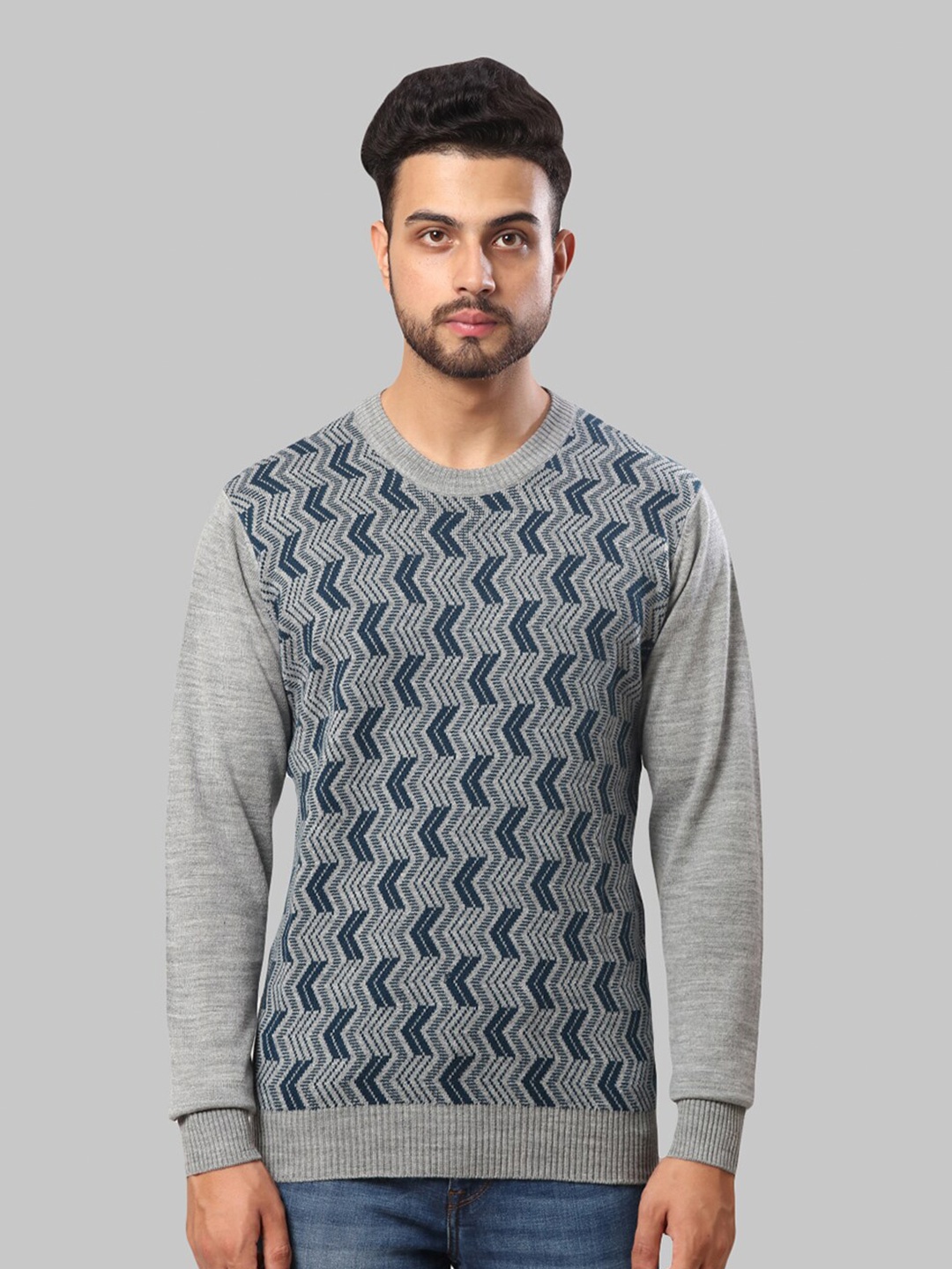 

Raymond Men Chevron Pullover Sweater, Grey