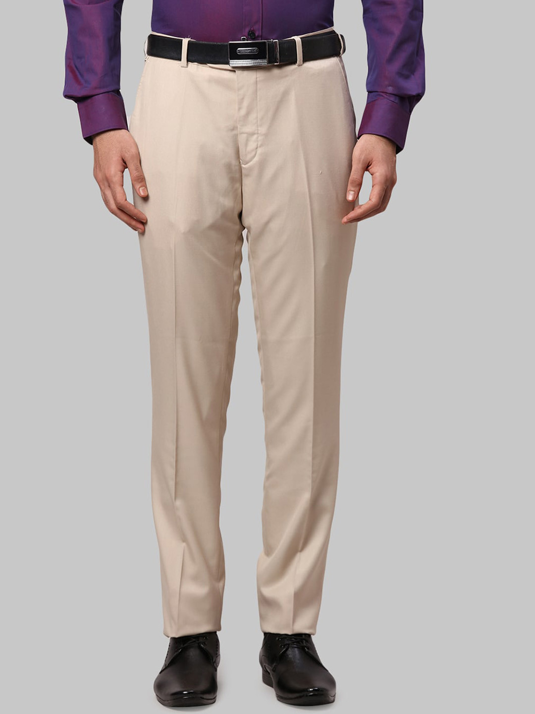 

Raymond Men Slim Fit Mid-Rise Formal Trousers, Beige