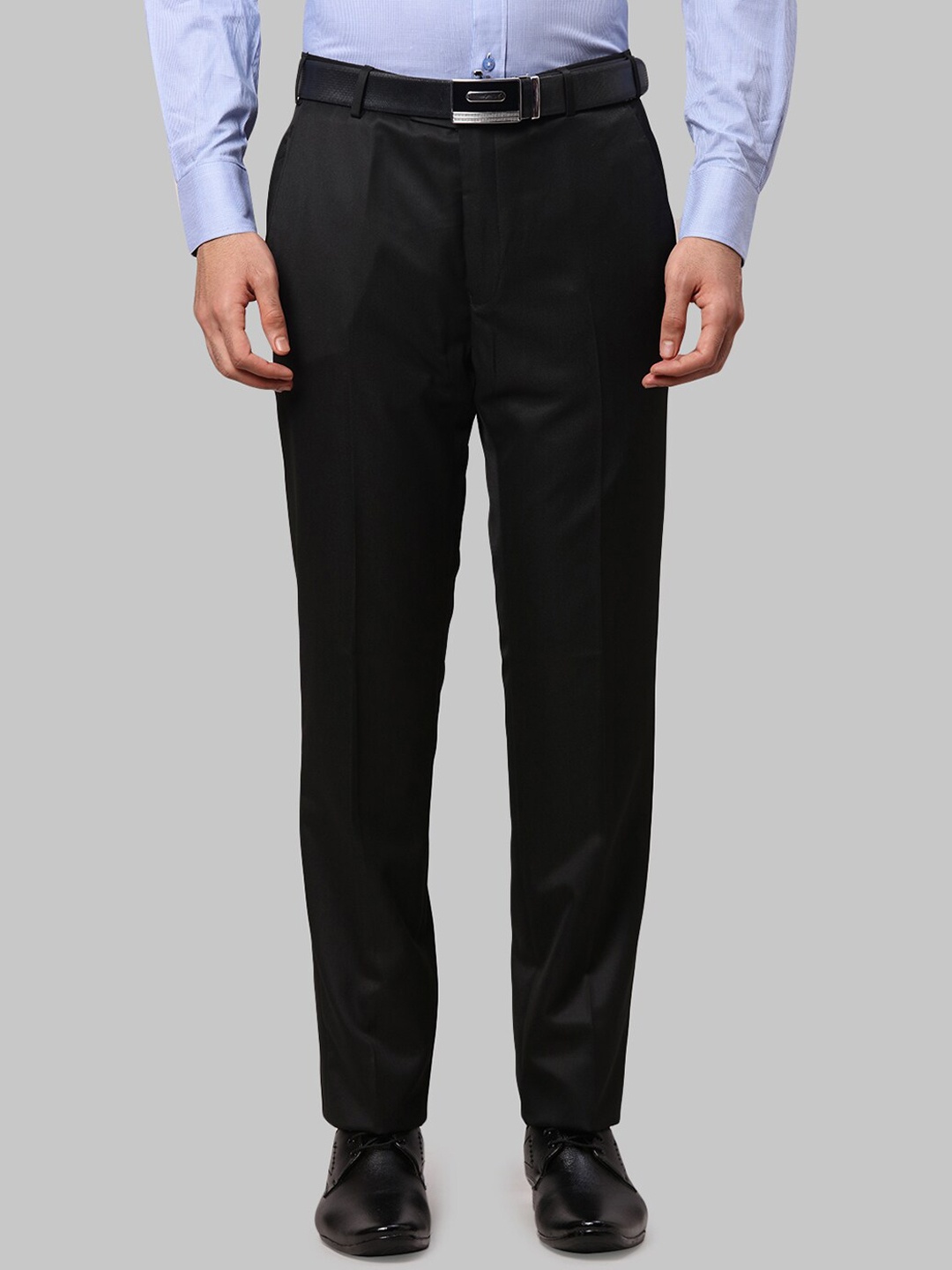 

Raymond Men Slim-Fit Formal Trousers, Black