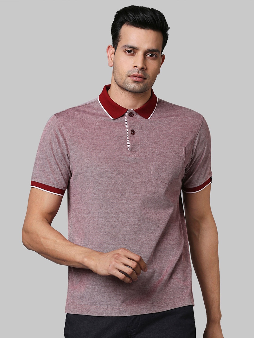 

Raymond Men Polo Collar Pure Cotton T-shirt, Maroon