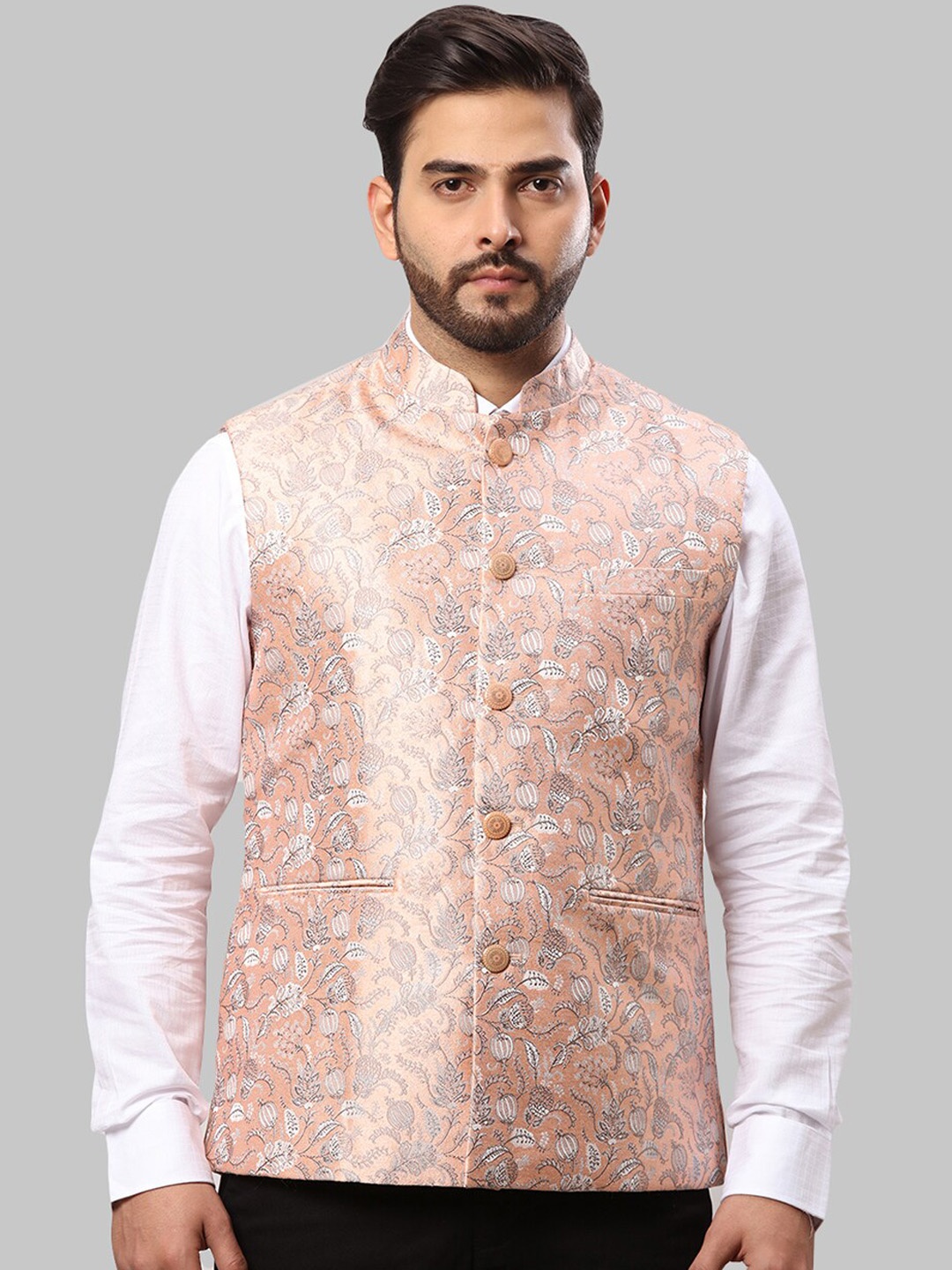 

Raymond Men Woven Design Nehru Jackets, Orange