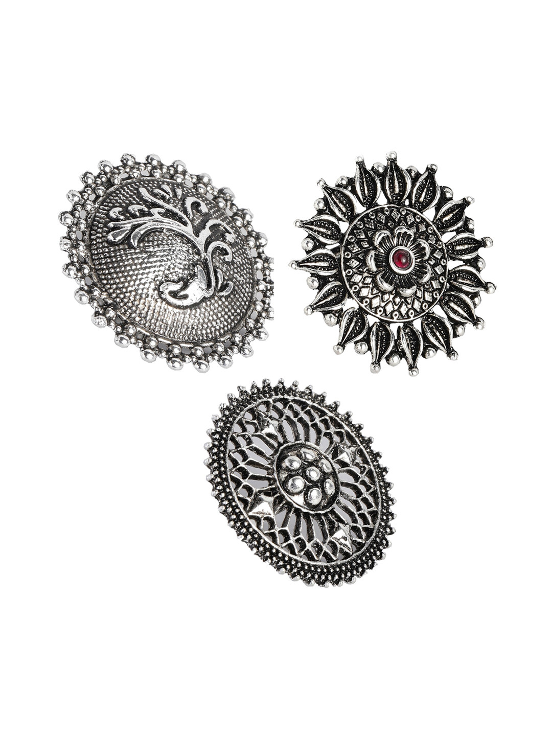 

Kord Store Set of 3 Sterling Silver Rhodium-Plated Oxidized Adjustable Finger Ring