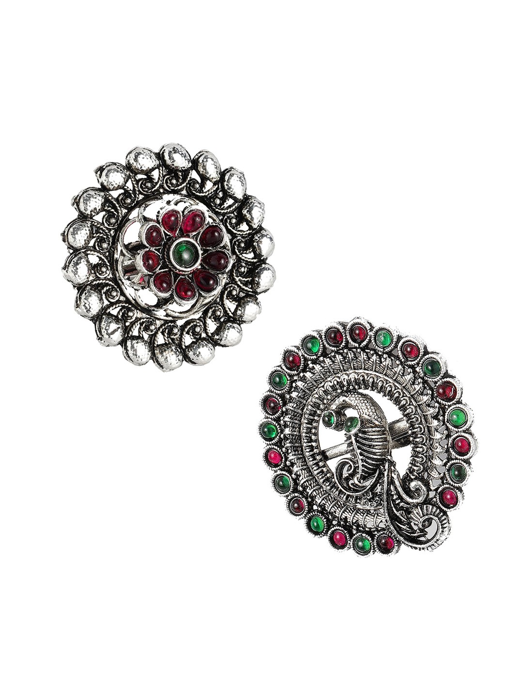 

Kord Store Set Of 2 Silver-Plated Stone Studded Ring