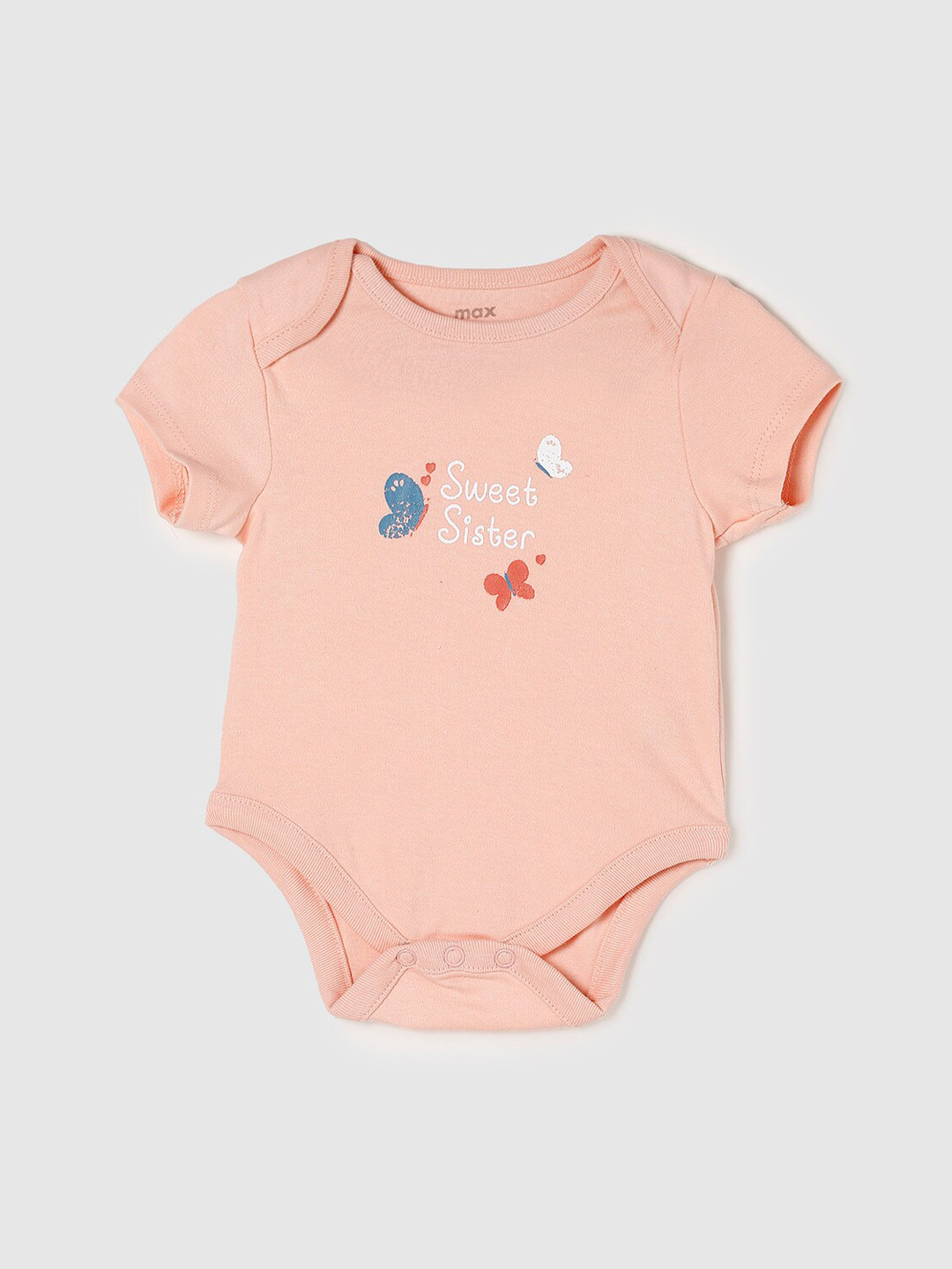 

max Girls Printed Pure Cotton Bodysuit, Peach