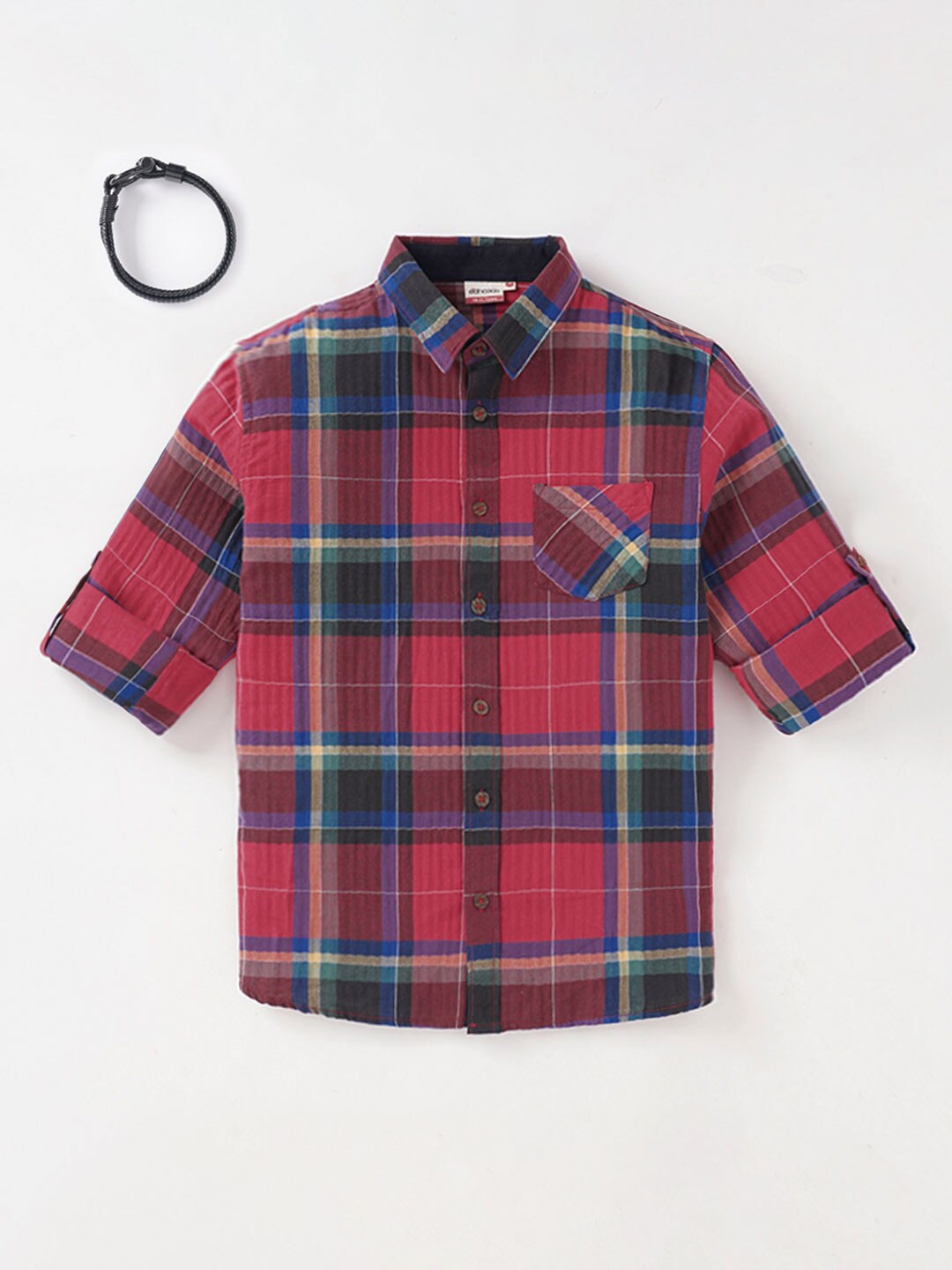 

edheads Boys Tartan Checks Checked Cotton Casual Shirt, Red