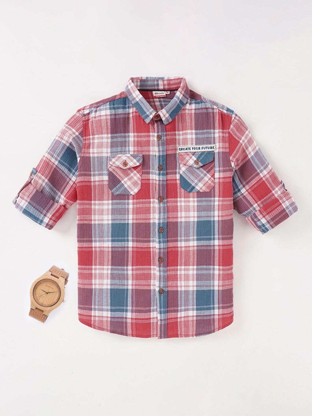 

edheads Boys Tartan Checks Checked Casual Shirt, White