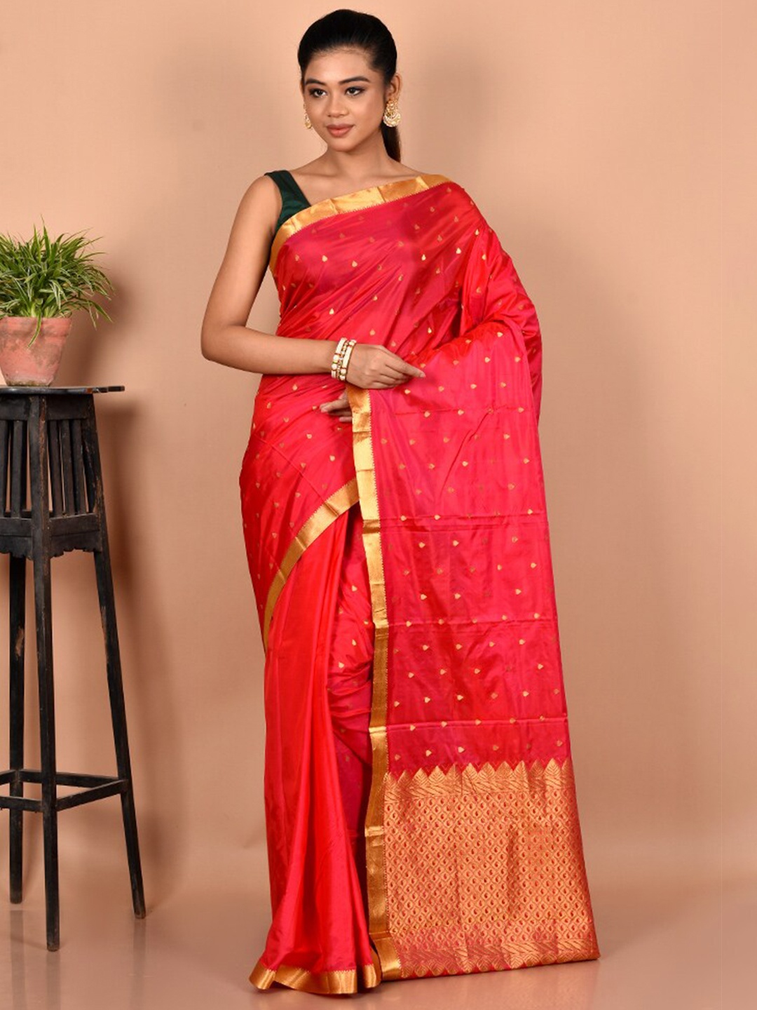 

AllSilks Woven Design Zari Kanjeevaram Saree, Red