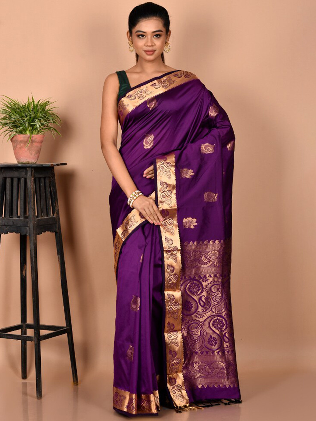

AllSilks Woven Design Zari Kanjeevaram Saree, Purple