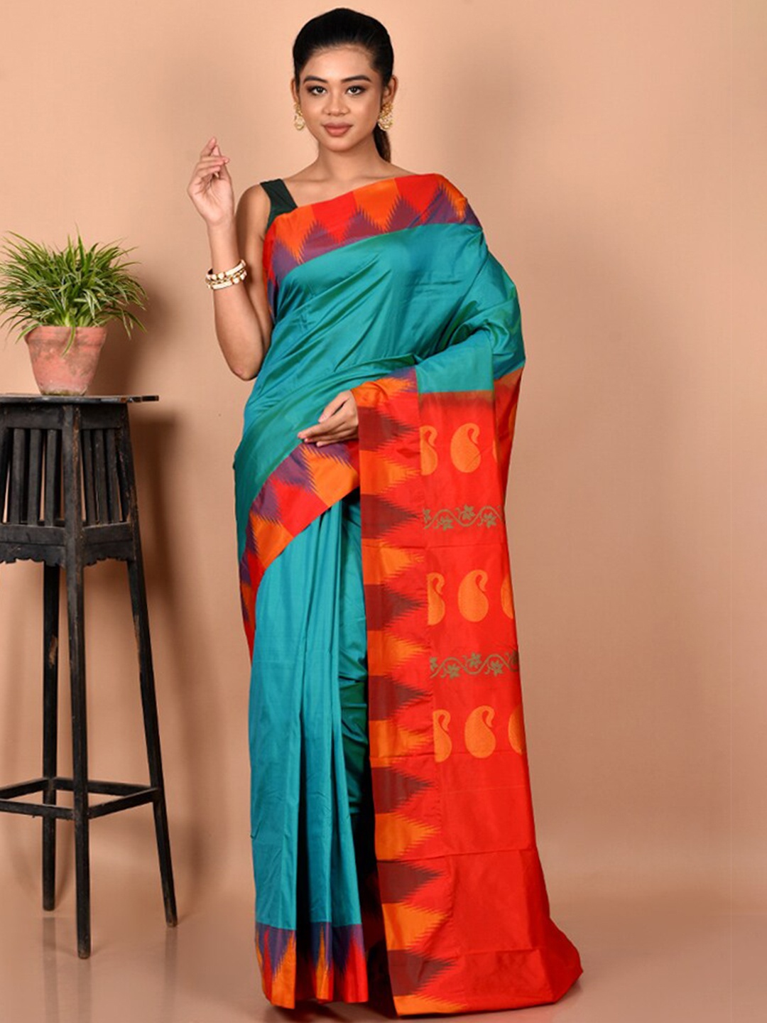 

AllSilks Kanjeevaram Saree, Green