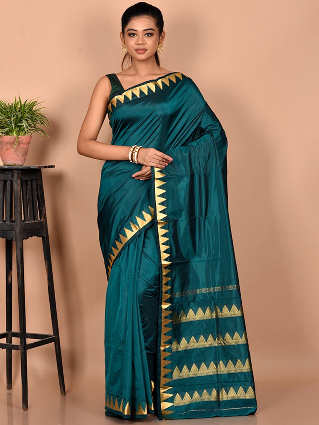 

AllSilks Woven Design Zari Kanjeevaram Saree, Green