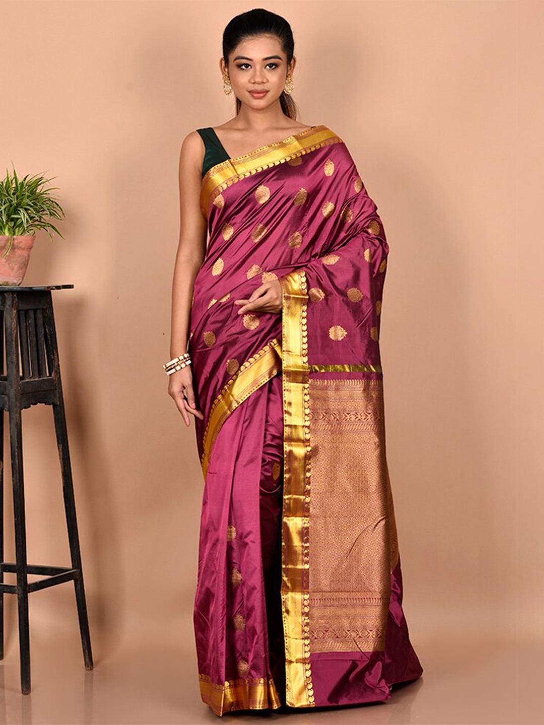 

AllSilks Woven Design Zari Kanjeevaram Saree, Purple