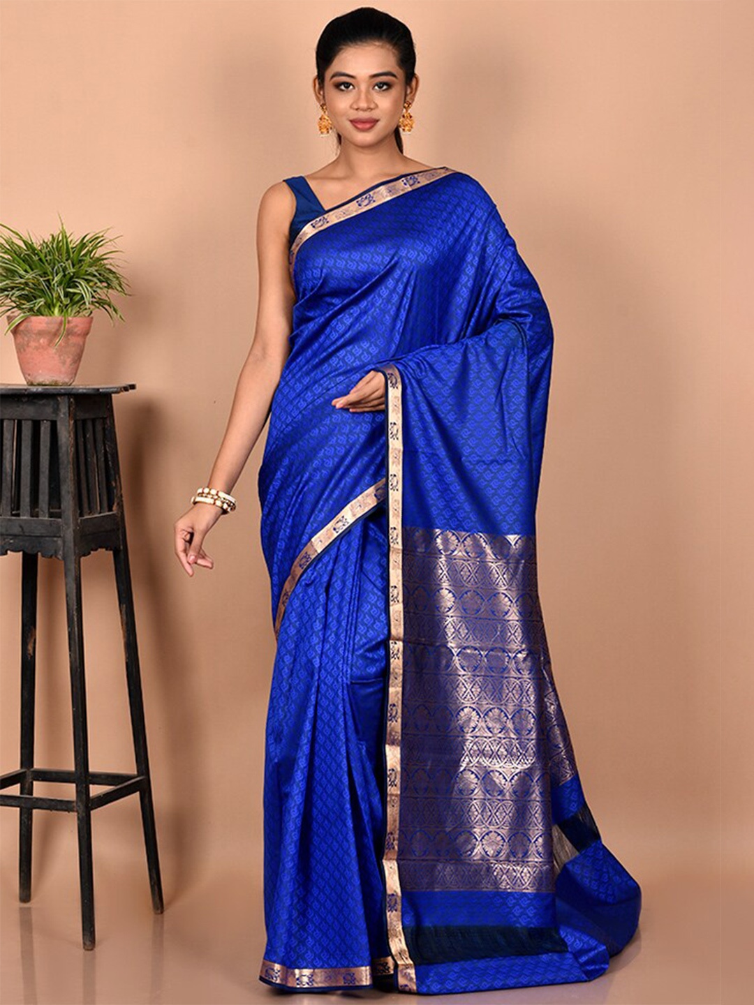 

AllSilks Woven Design Zari Kanjeevaram Saree, Blue