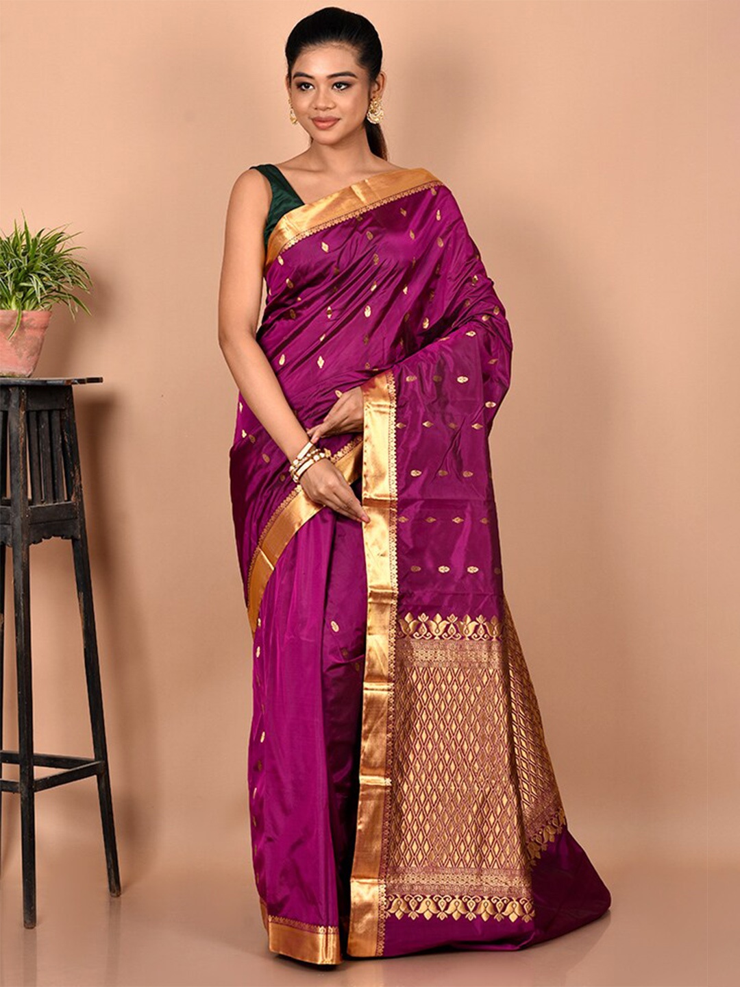 

AllSilks Woven Design Zari Kanjeevaram Saree, Purple