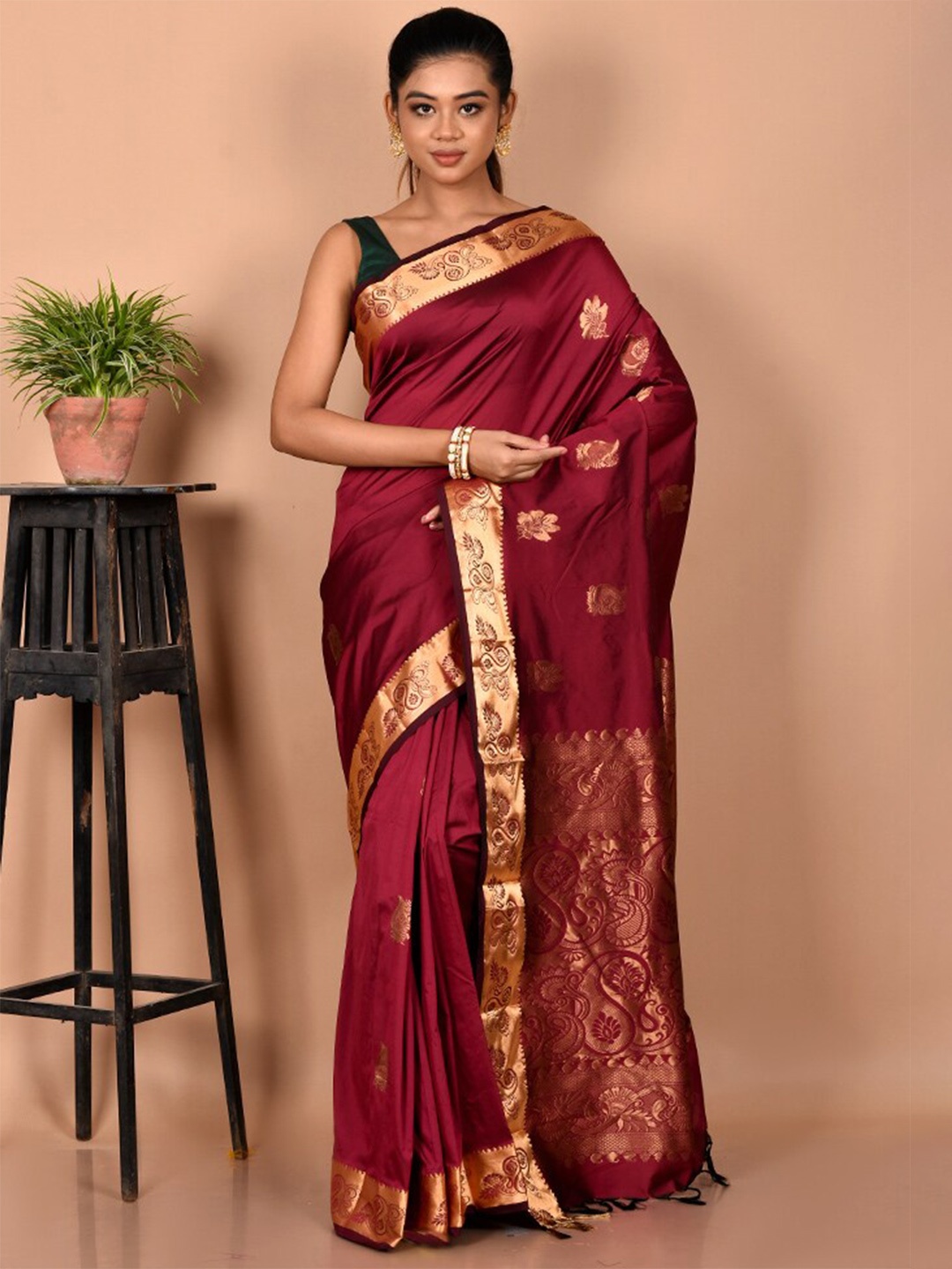 

AllSilks Woven Design Zari Kanjeevaram Saree, Purple