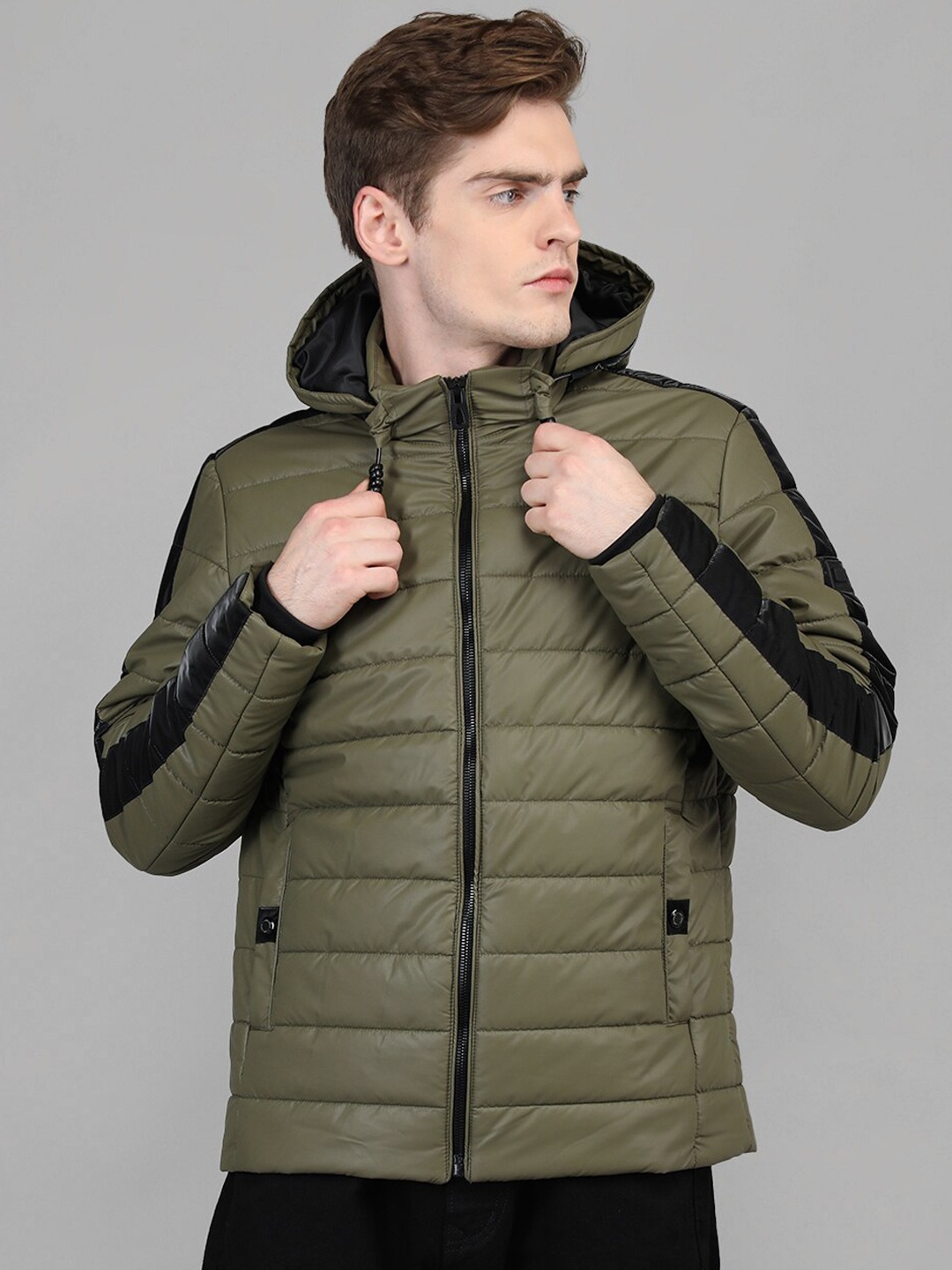 

LURE URBAN Men Outdoor Puffer Jacket, Olive
