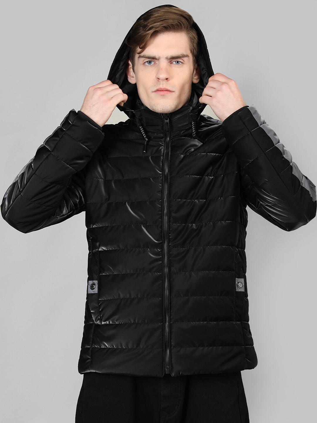 

LURE URBAN Men Polyester Outdoor Puffer Jacket, Black