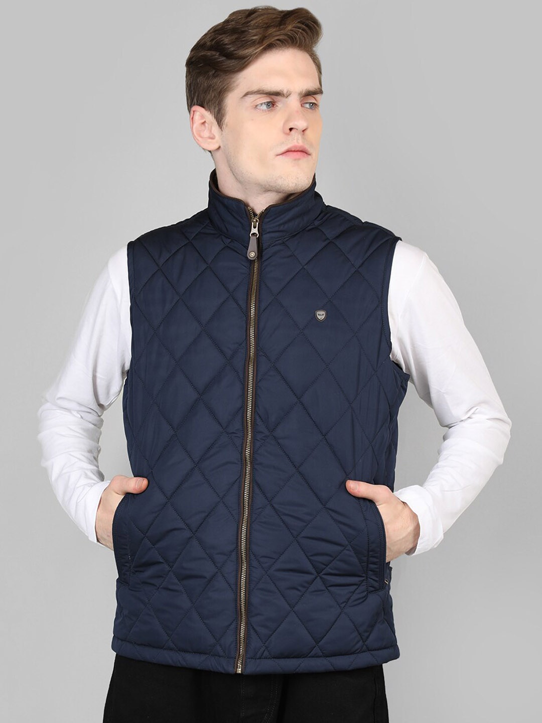 

LURE URBAN Men Checked Quilted Jacket, Navy blue