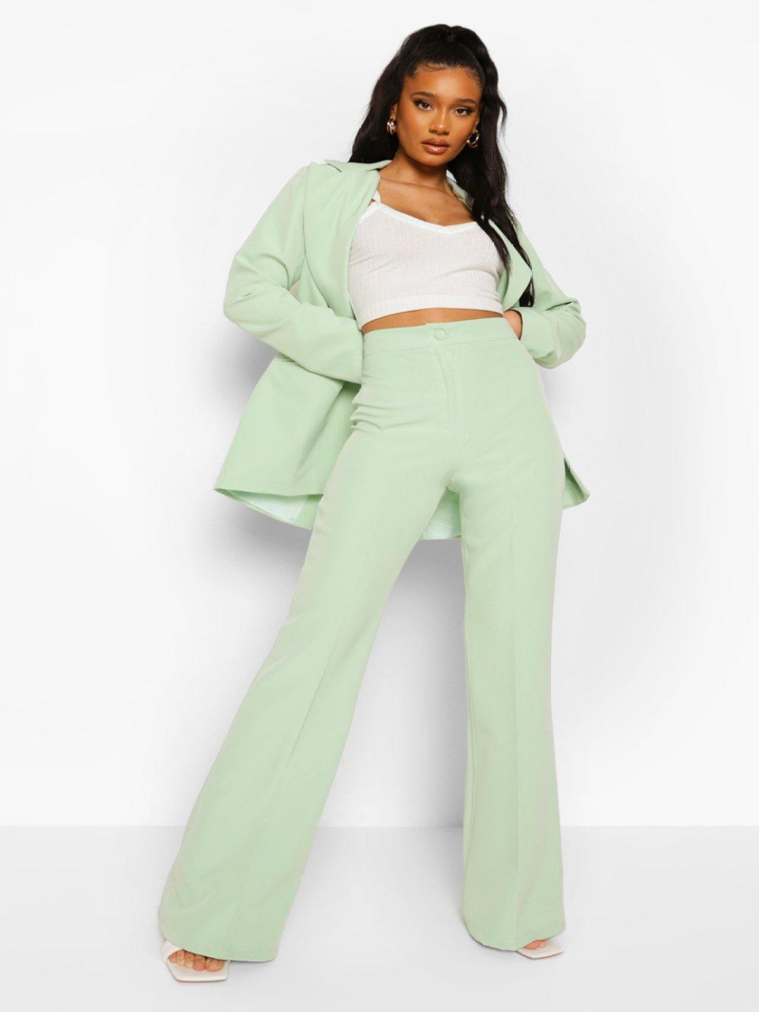 

Boohoo Women Tailored Wide Leg Trouser, Green