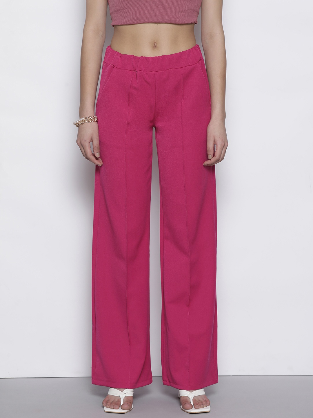 

Boohoo Women Tailored Flared Trousers, Pink