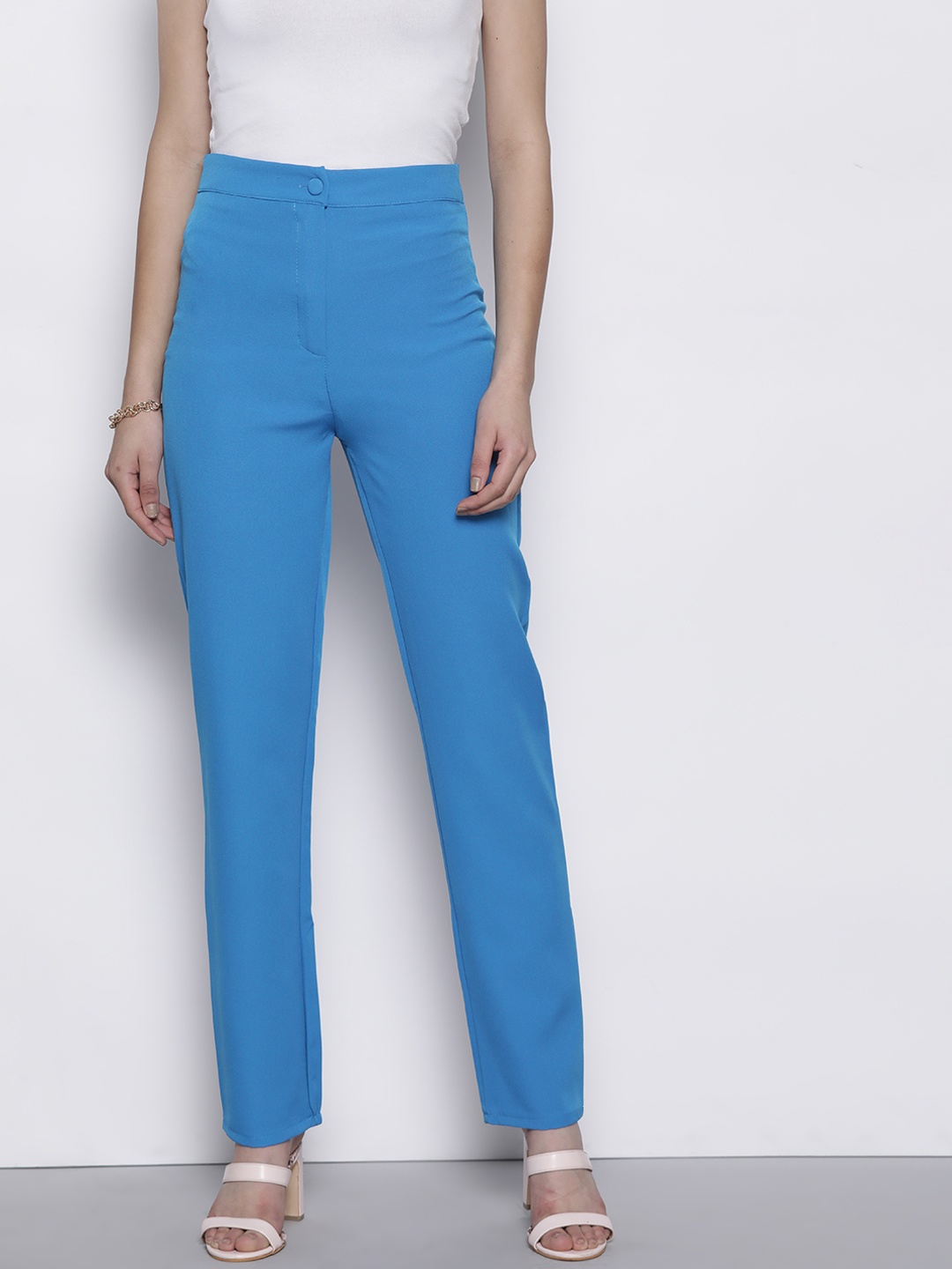 

Boohoo Women Straight Leg Tailored Trousers, Blue