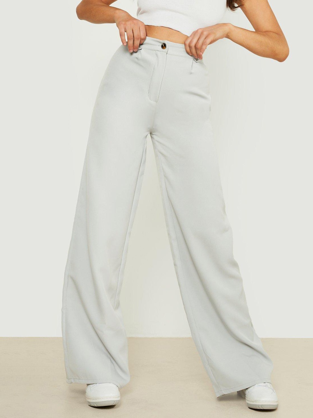 

Boohoo Women High Waist Tailored Wide Leg Trouser, Off white