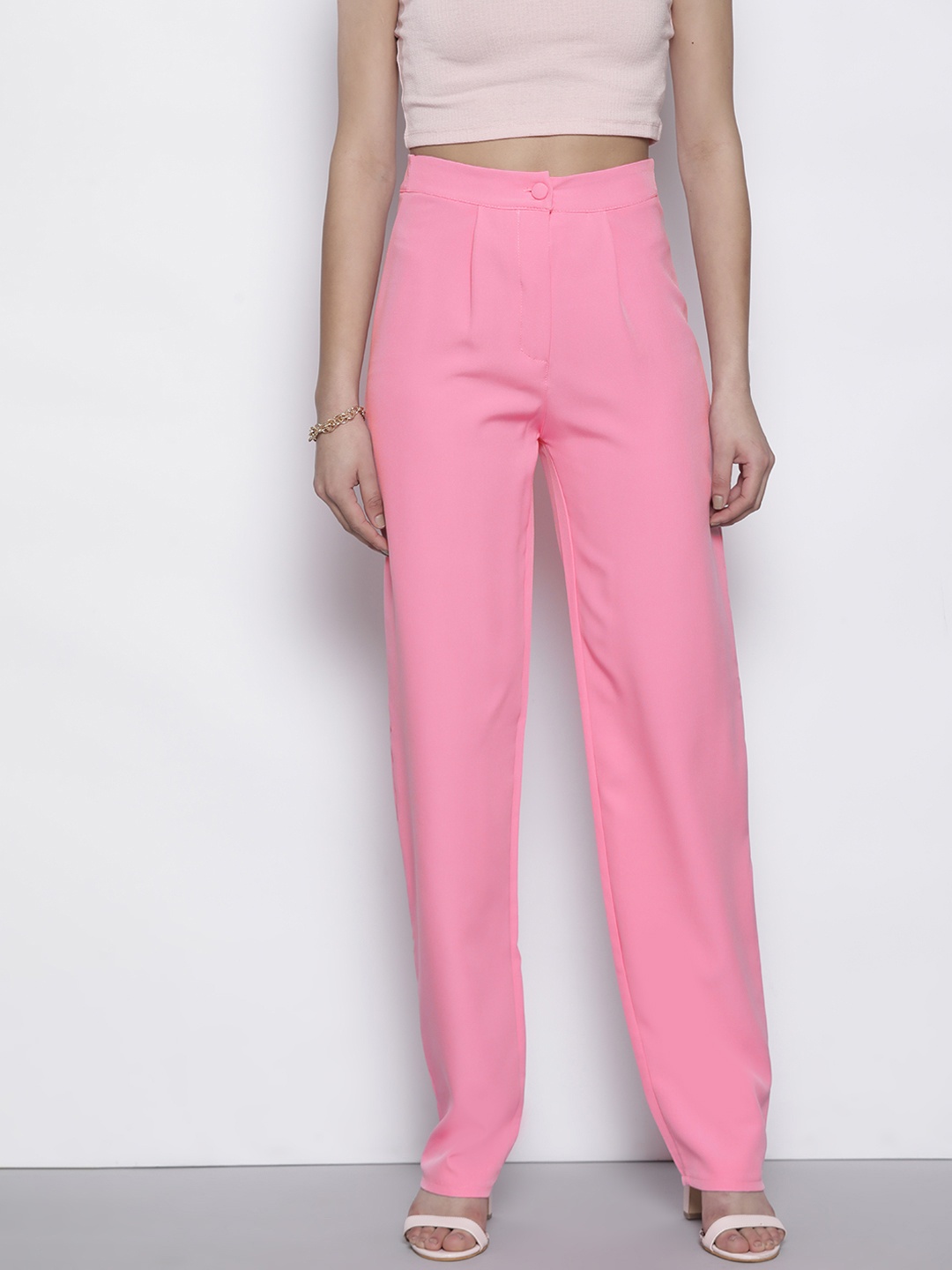 

Boohoo Women Straight Leg Tailored Trousers, Pink