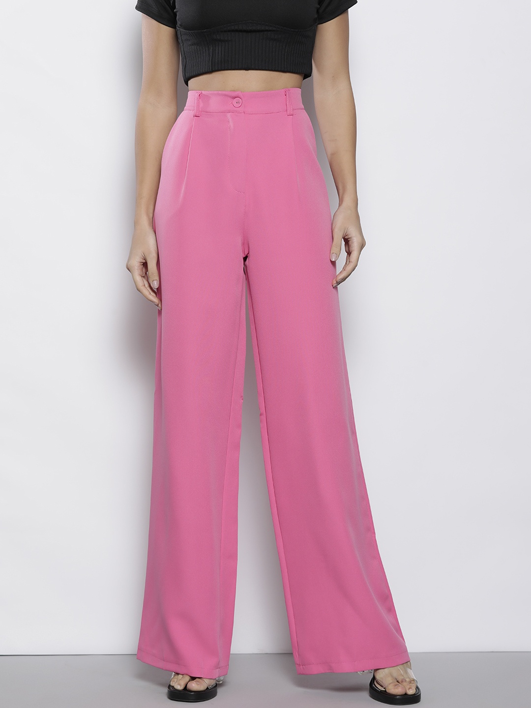 

Boohoo Women Wide Leg Trousers, Pink