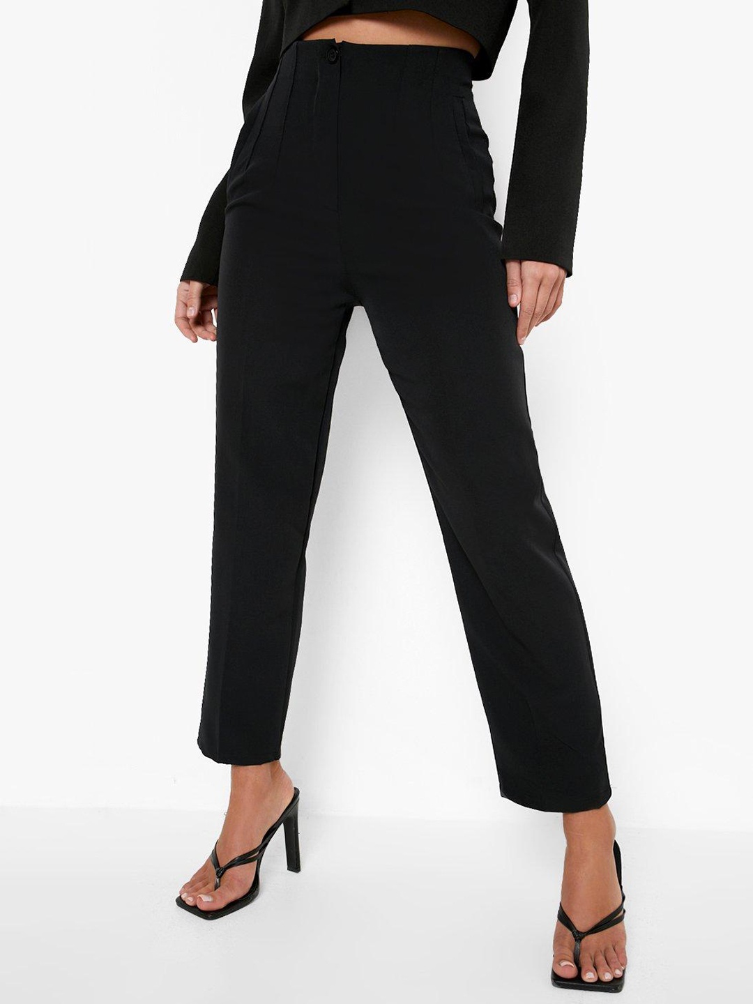 

Boohoo Women High Waisted Cigarette Trouser, Black