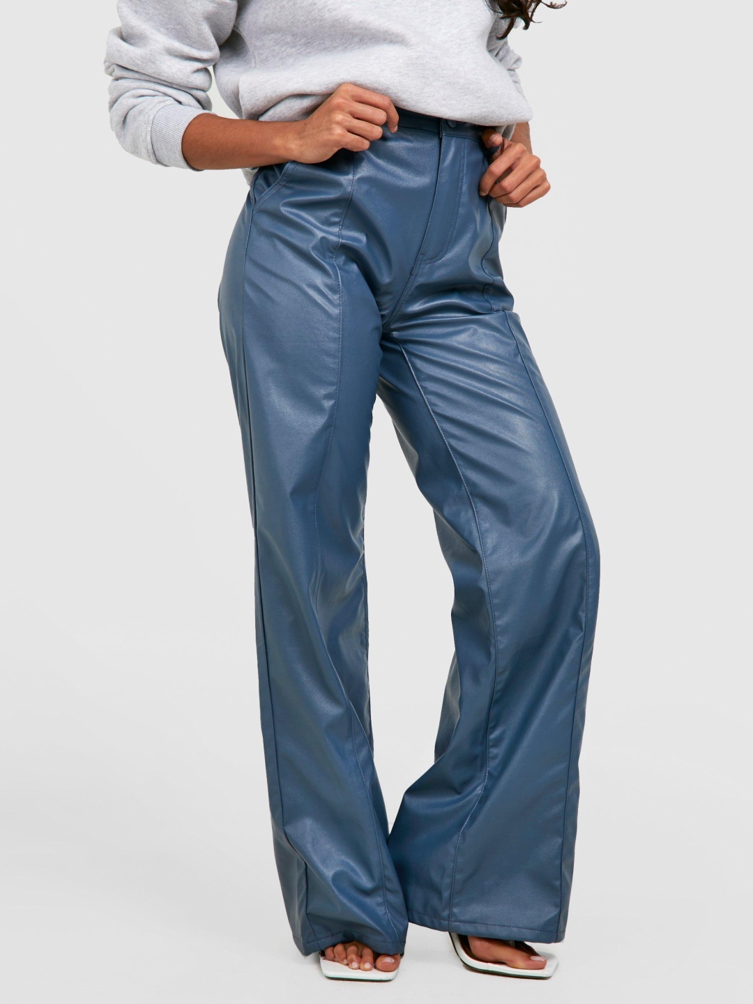 

Boohoo Women Faux Leather Trouser, Blue