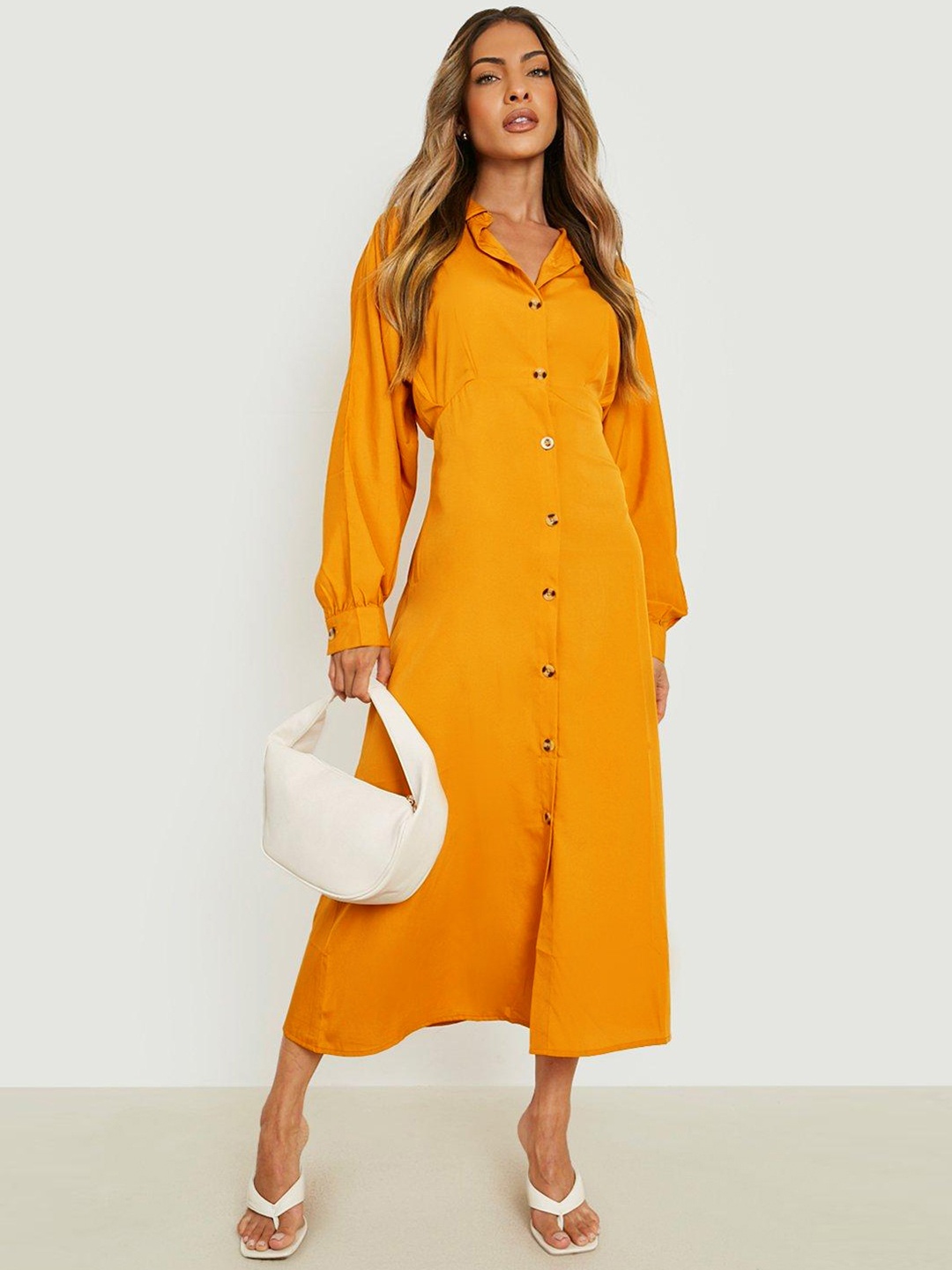 

Boohoo A-Line Midi Dress, Mustard