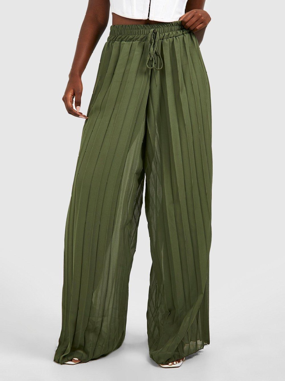 

Boohoo Women Wide Leg Trouser, Green