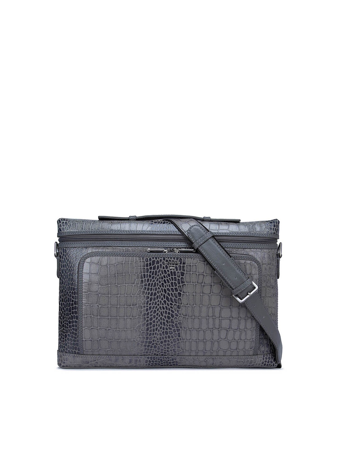 

Da Milano Men Textured Leather Laptop Sleeve, Blue