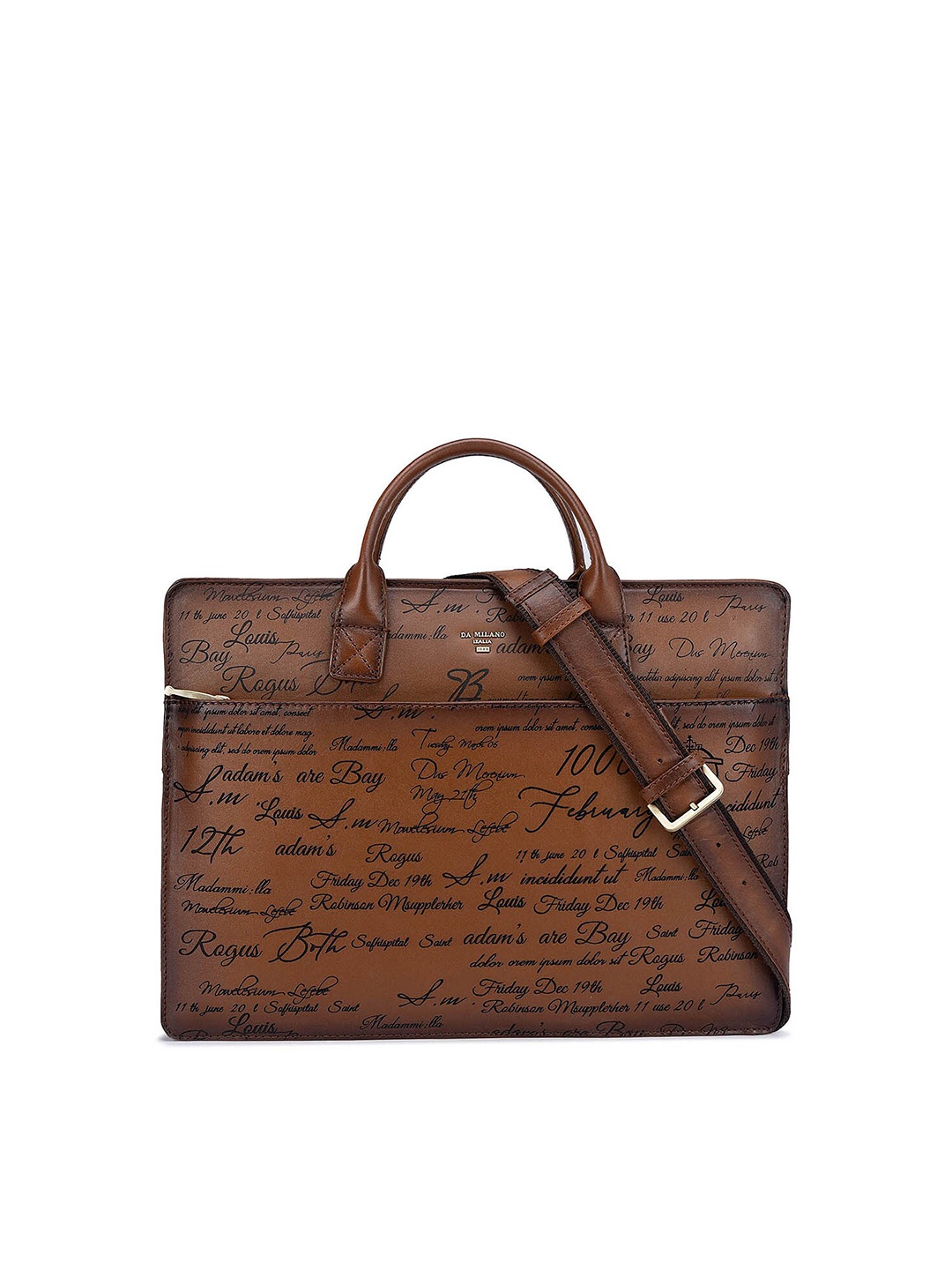 

Da Milano Men Textured Leather Laptop Sleeve, Brown