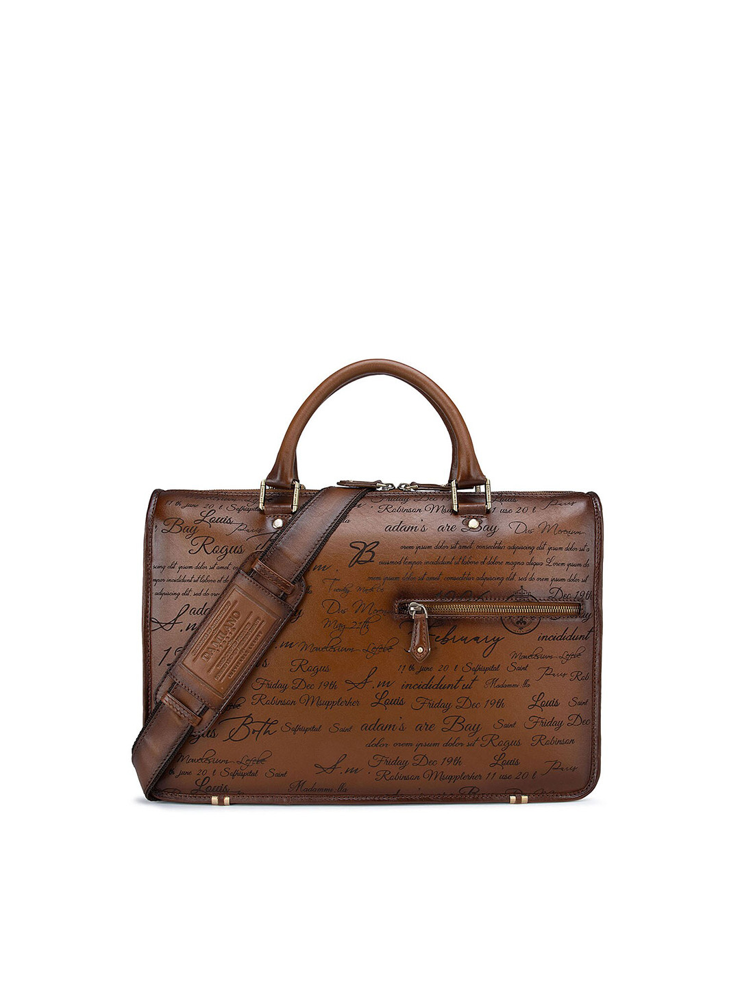 

Da Milano Men Textured Leather Laptop Bag, Brown