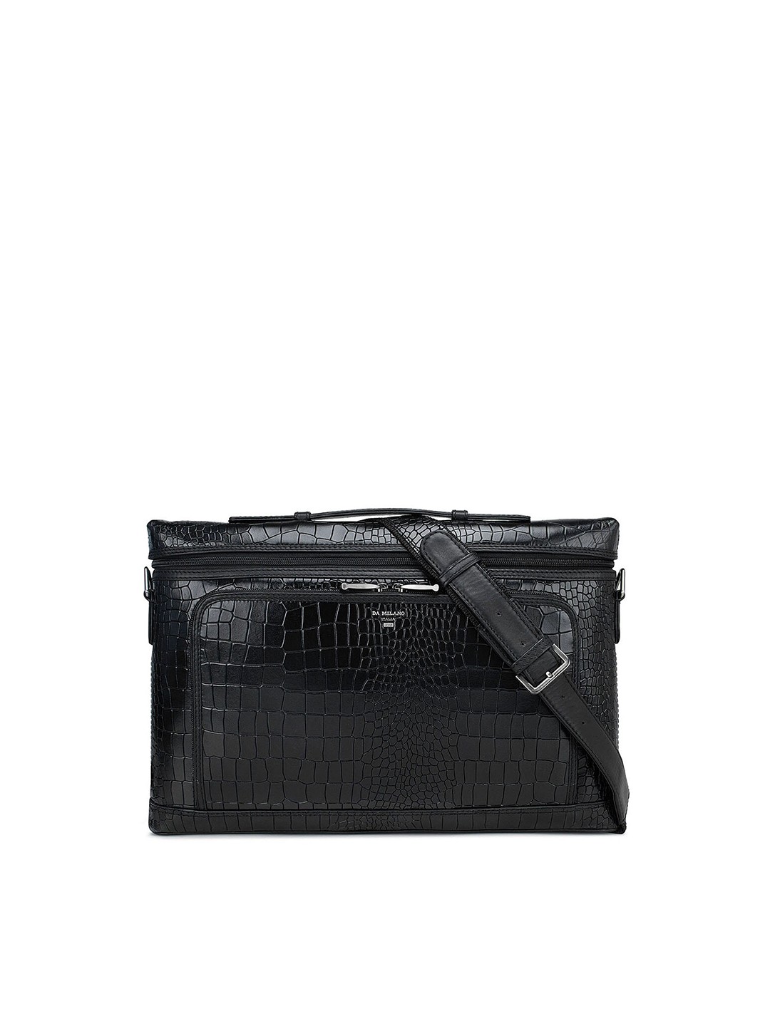 

Da Milano Men Textured Leather Laptop Sleeve, Black