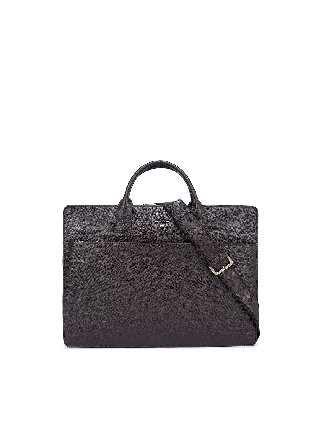 

Da Milano Men Textured Leather Laptop Sleeve, Brown