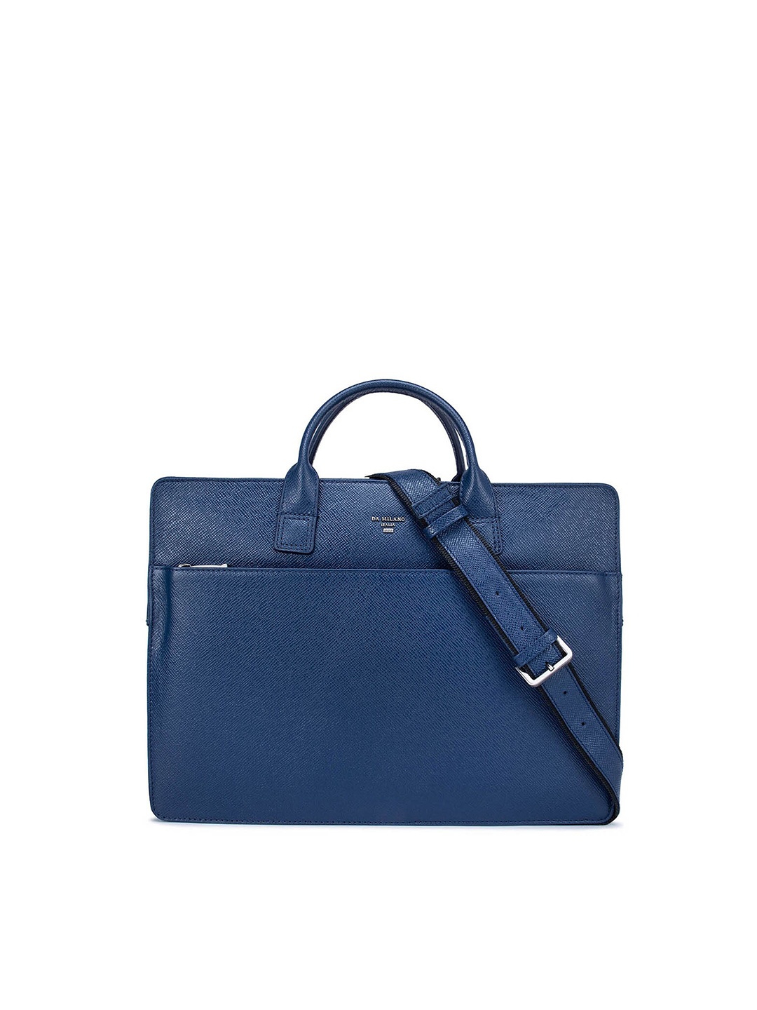 

Da Milano Men Textured Leather Laptop Sleeve, Navy blue