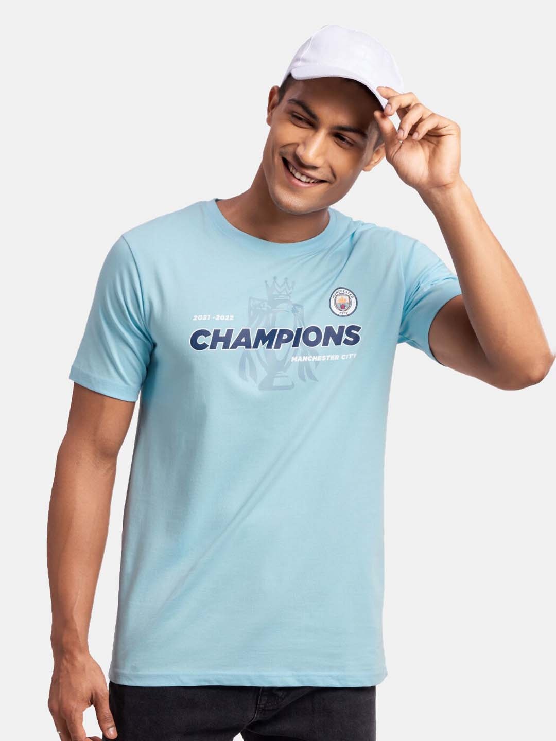 

The Souled Store Men Typography Printed Cottton Manchester City T-shirt, Blue