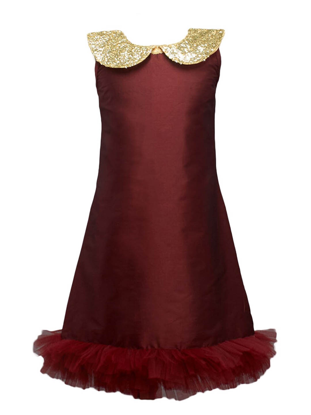 

The Magic Wand Girls Peter Pan Collar Sequinned Maxi Dress, Maroon