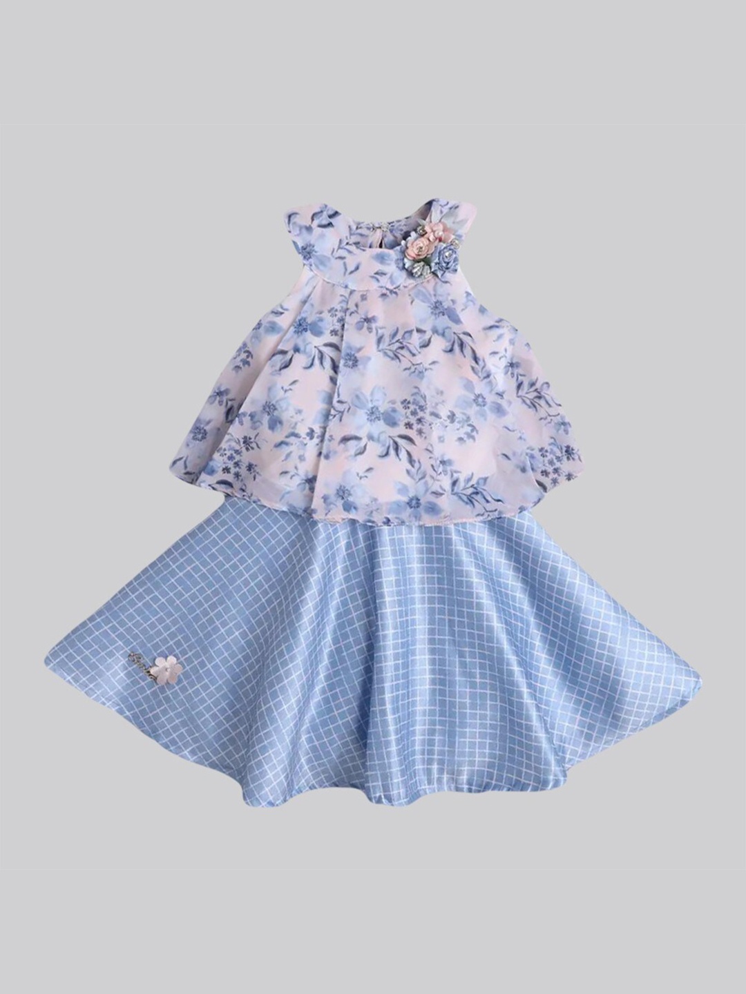 

The Magic Wand Girls Floral Printed A-Line Dress, Blue