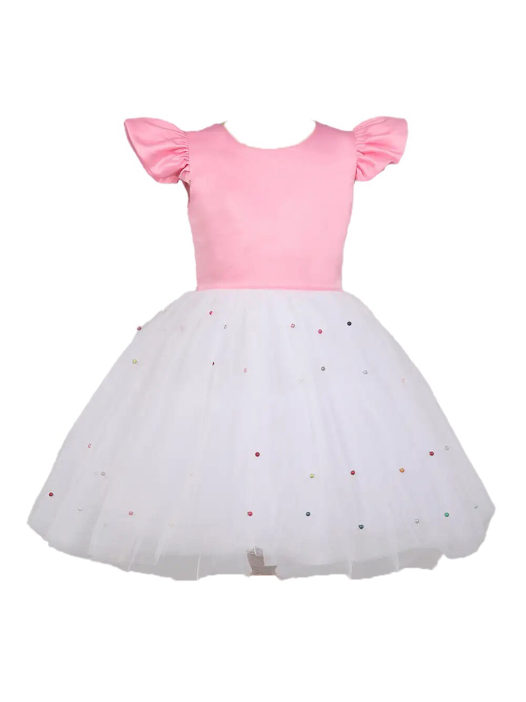 

The Magic Wand Girls Colourblocked Embellished Dress, Pink